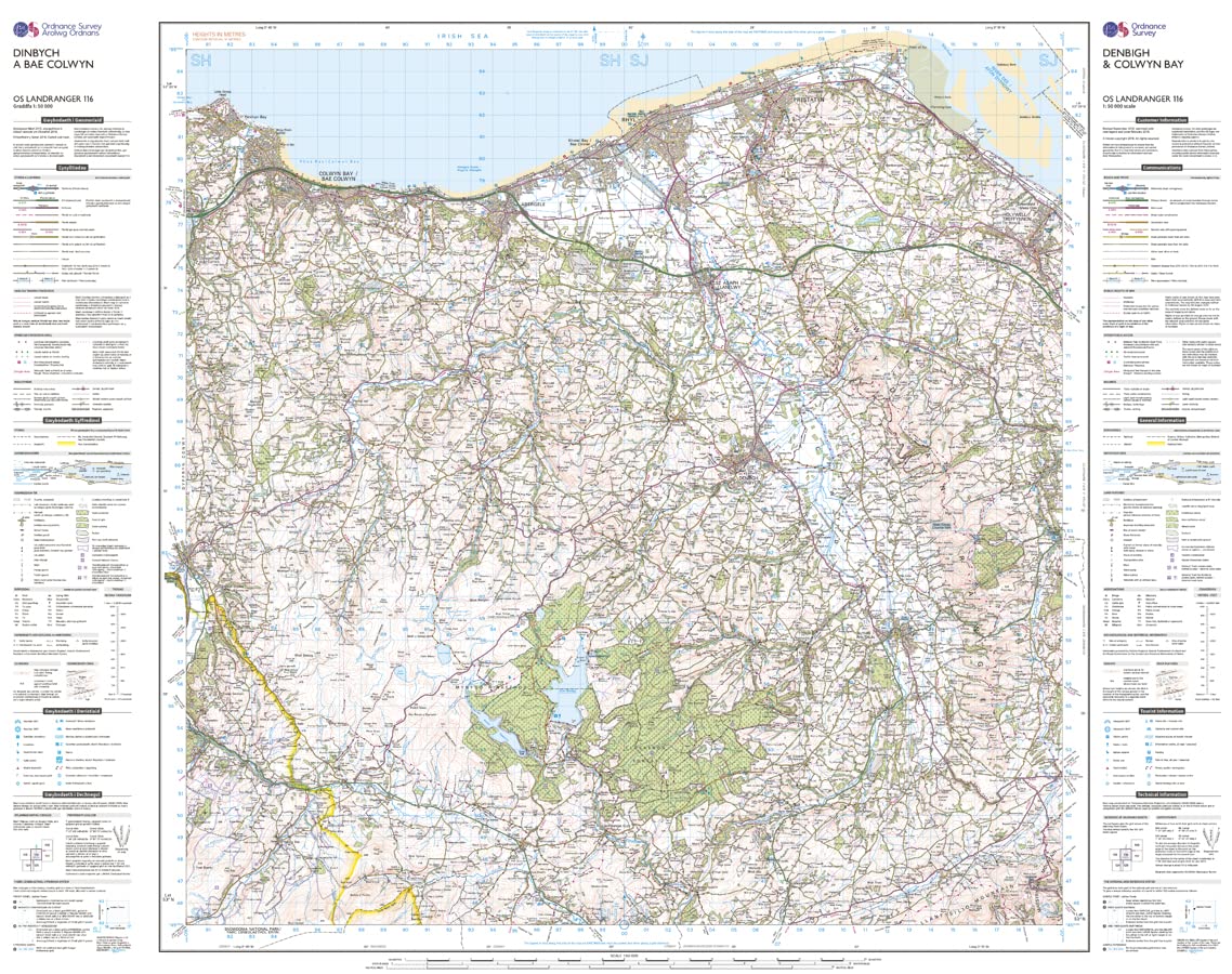 Map - OS Landranger 116 Dinbych a Bae Colwyn / Dinbych a Bae Colwyn