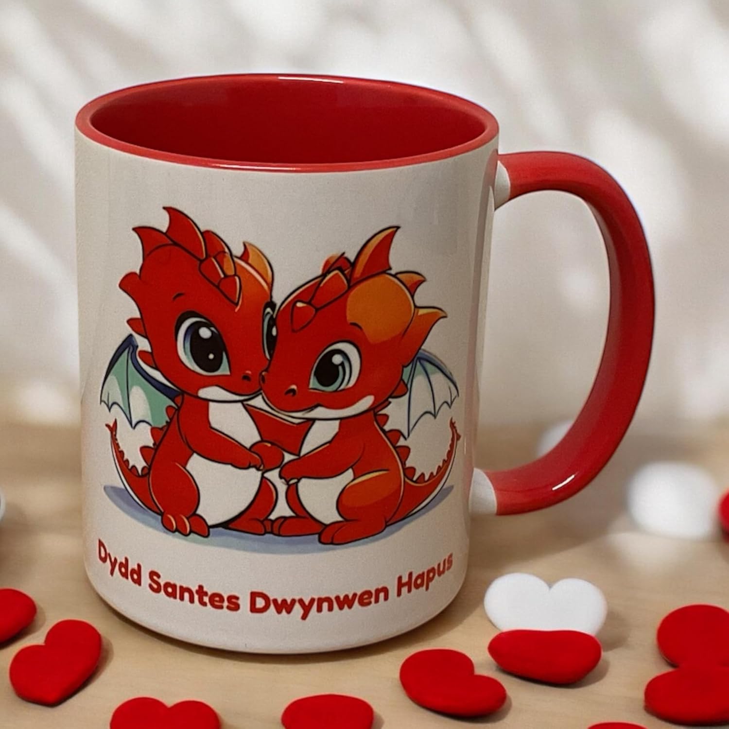 Happy Saint Dwynwen's Day - Cute Red Dragon Couple Mug