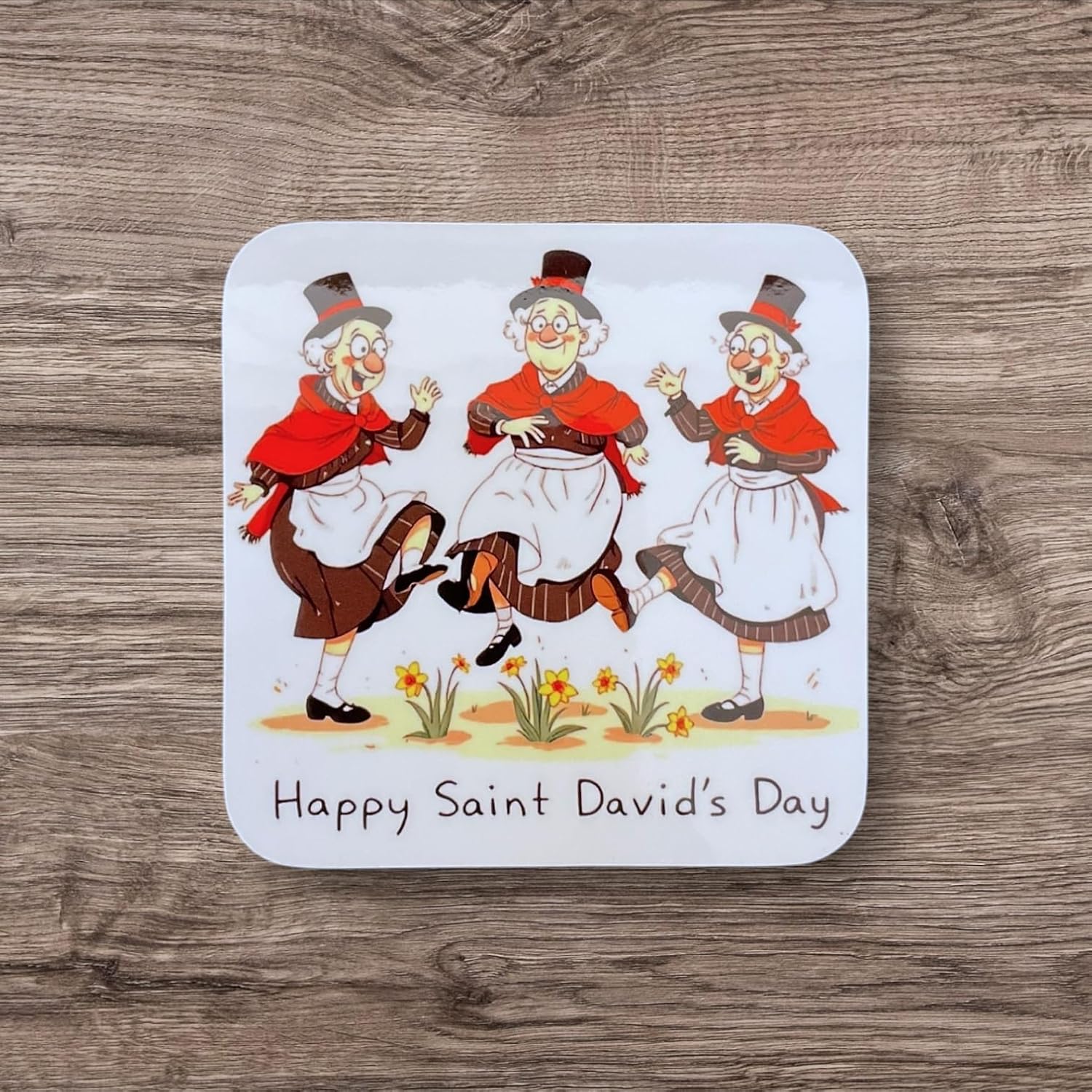 Happy Saint David's Day - Little Welsh Lady Jig Coaster