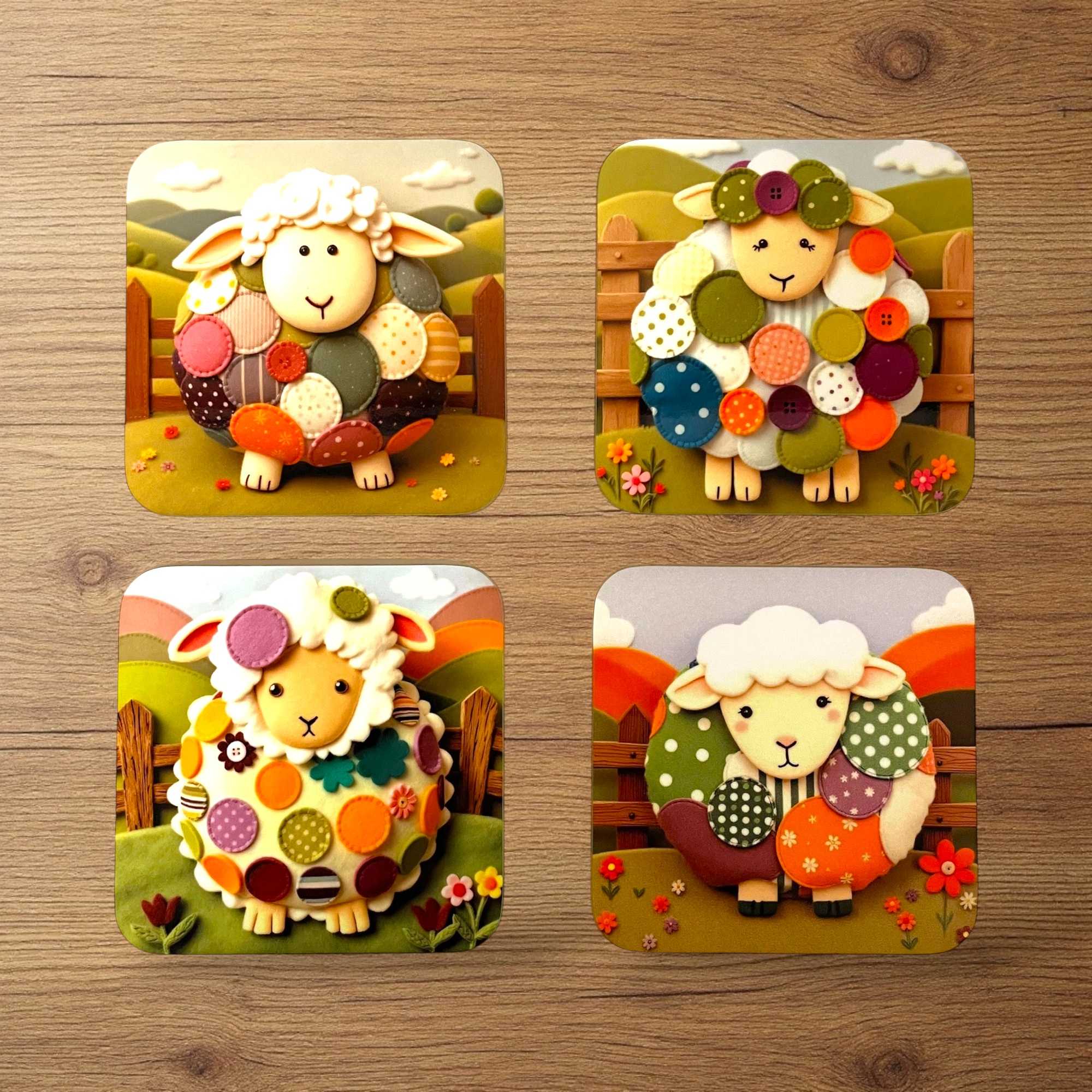 Sheep on the farm Coaster Set
