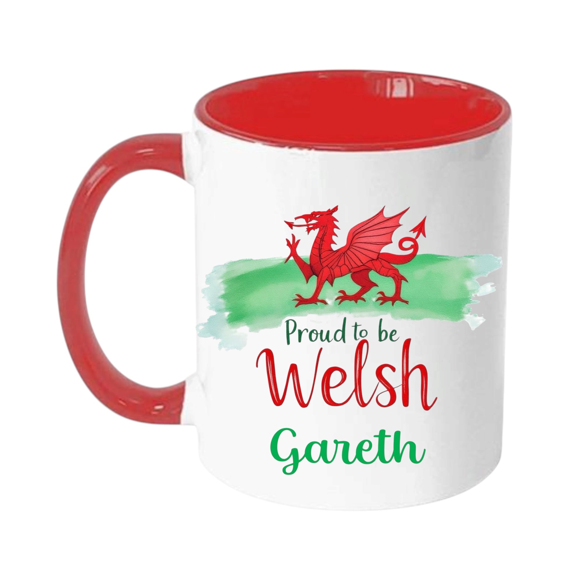 Welsh Dragon 'Proud to be Welsh' Personalised Welsh Mug - Red