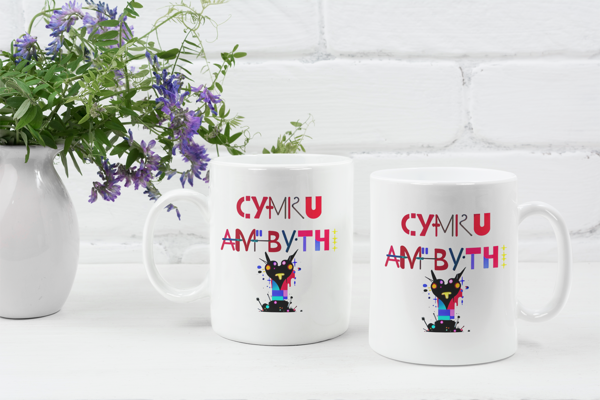 Cymru Am Byth Robot Heart Mug