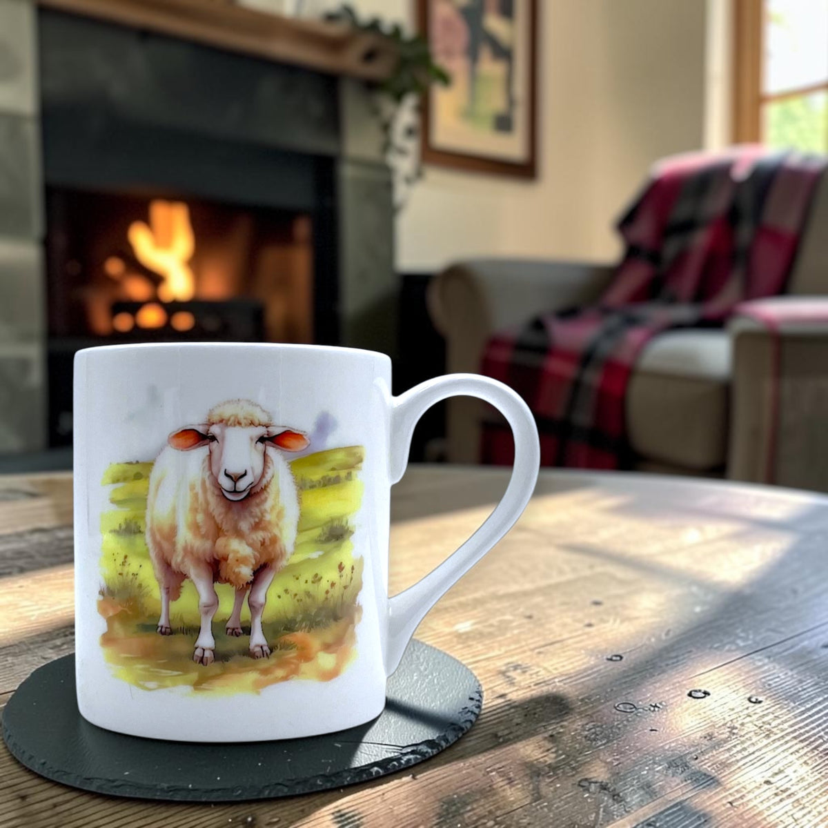 Set Mwgiau Tsieina Asgwrn Fferm Anifeiliaid Cymru