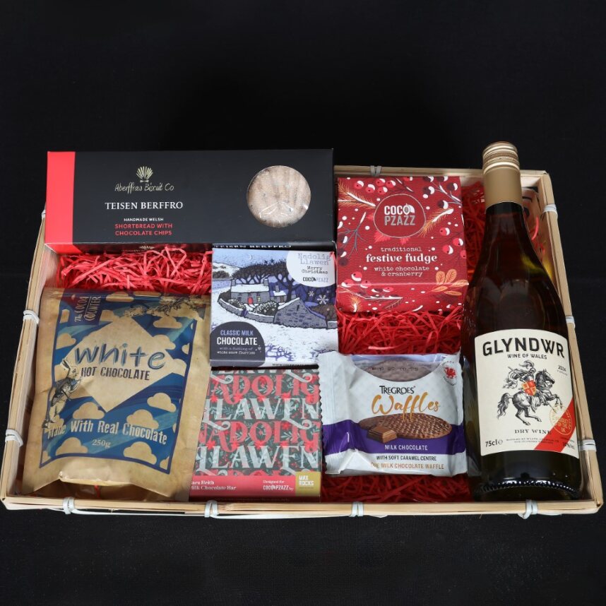 Christmas Chocolate & Wine Welsh Hamper - Christmas Wine & Chocolate Gift Set Food & Drink Gift Set