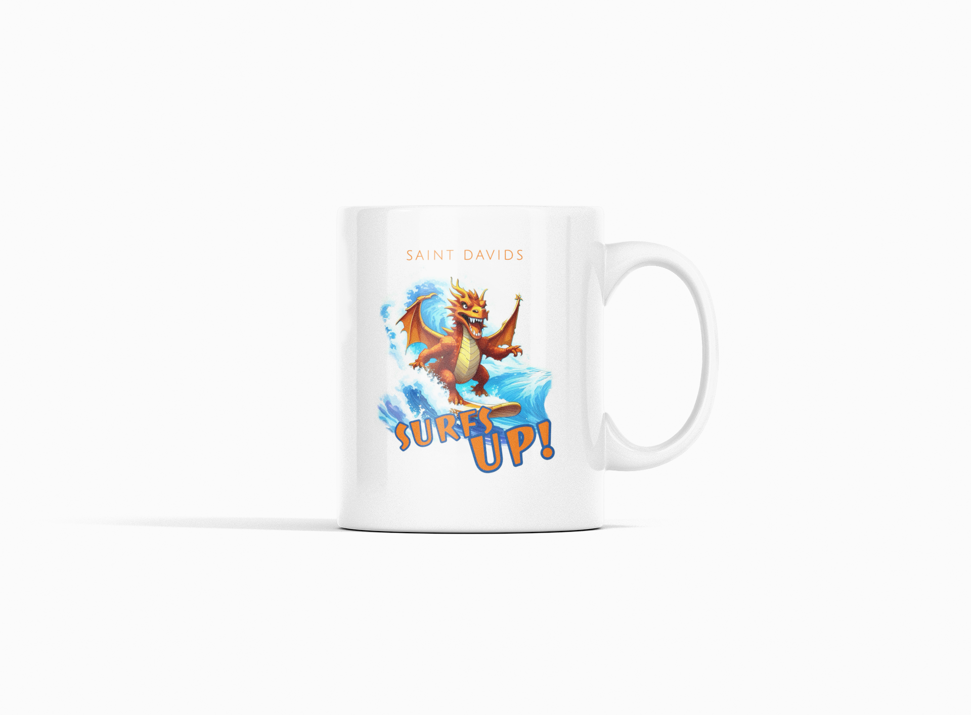 Saint Davids Welsh Dragon Surfs up Mug