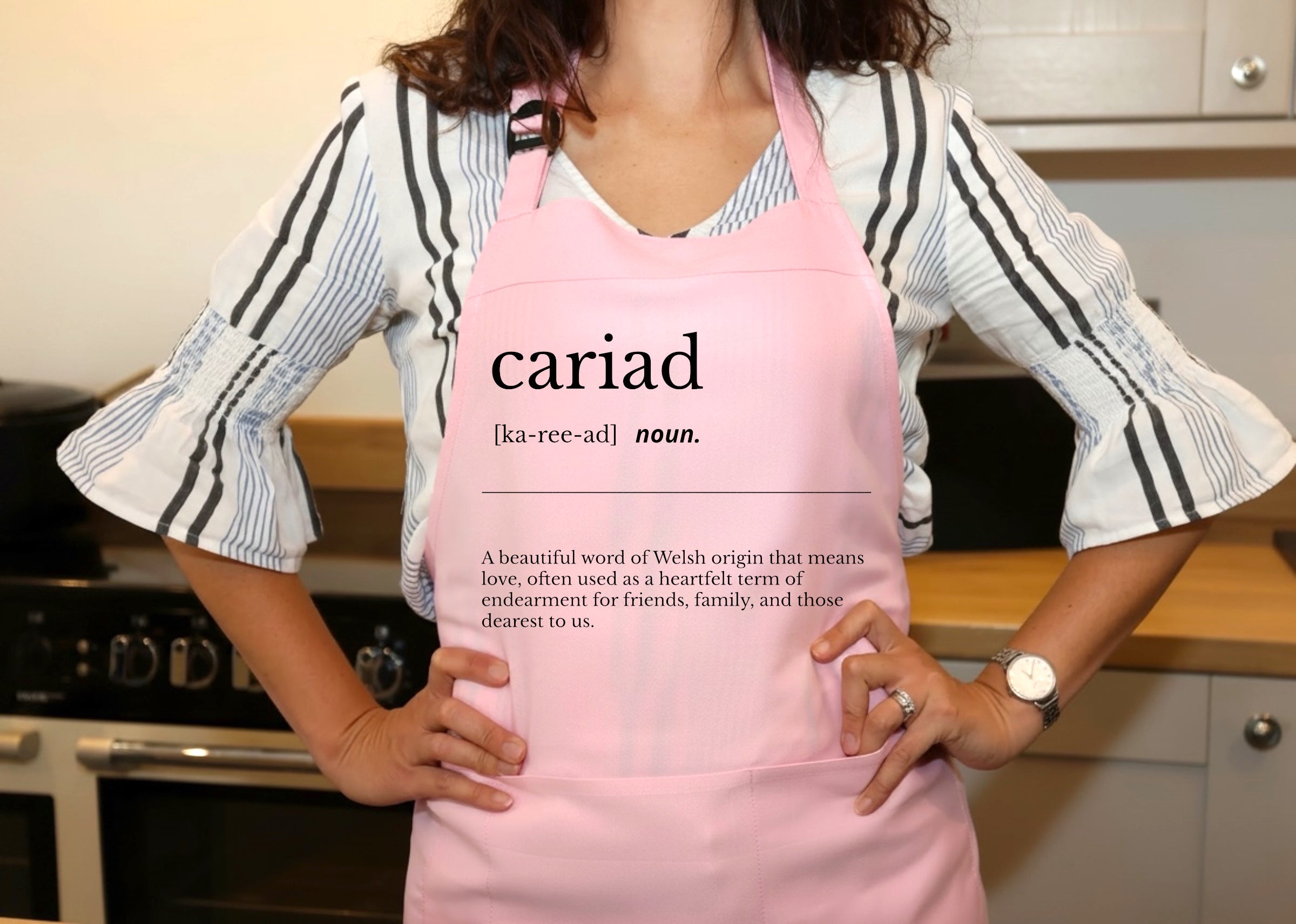 Cariad Welsh Noun Pink Apron