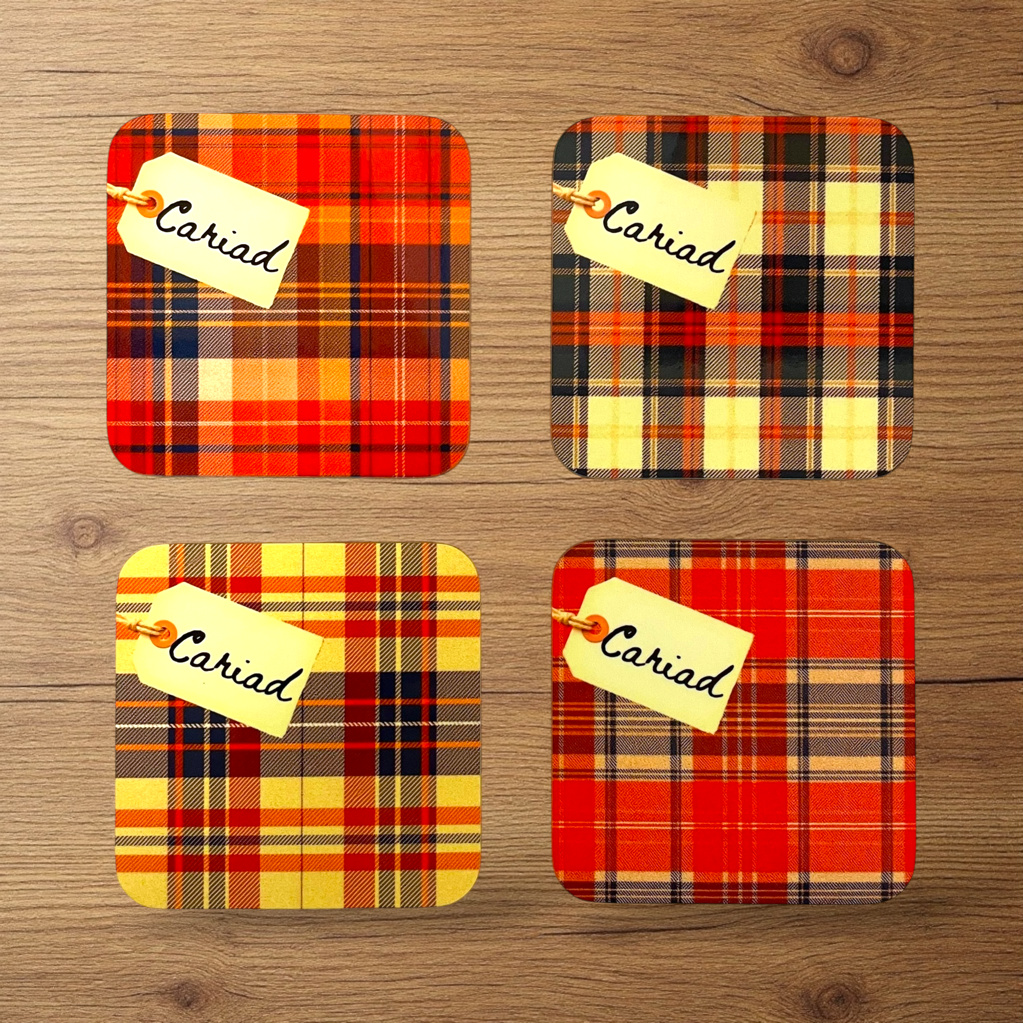 Cariad Welsh Tartan Coaster Set