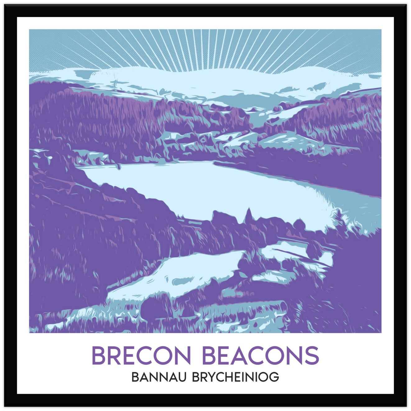 Bilingual Brecon Beacons 8" x 8" Framed Wall Print