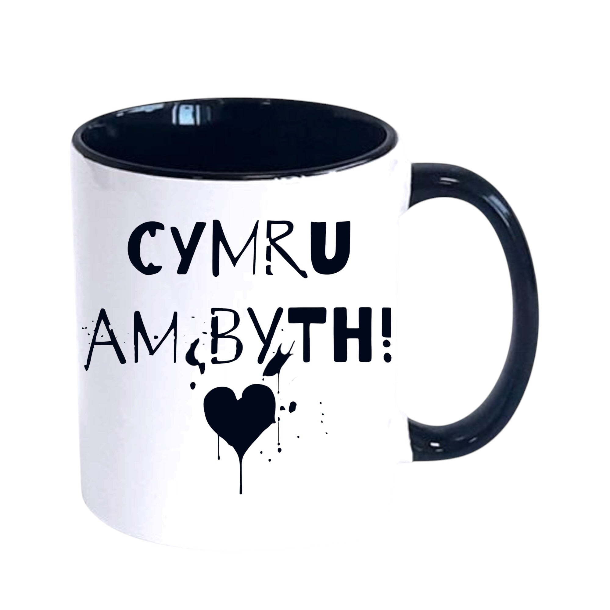 Welsh Dragon 'Cymru am Byth' Personalised Welsh Mug - Black