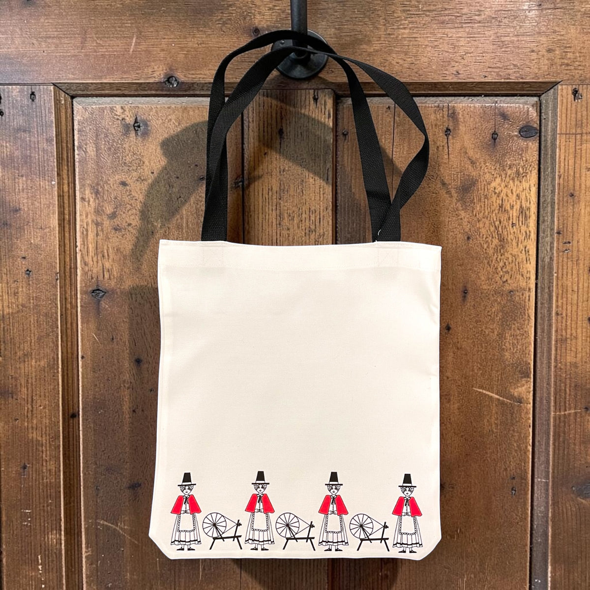 Welsh Lady and Spinning Wheel Tote Bag - Traditional Welsh Design and Gift