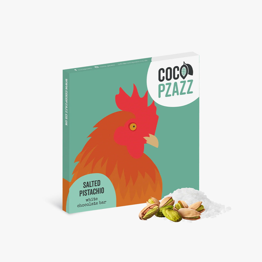 Coco Pzazz Fiddy & Mabel Salted Pistachio White Chocolate Bar - 80g