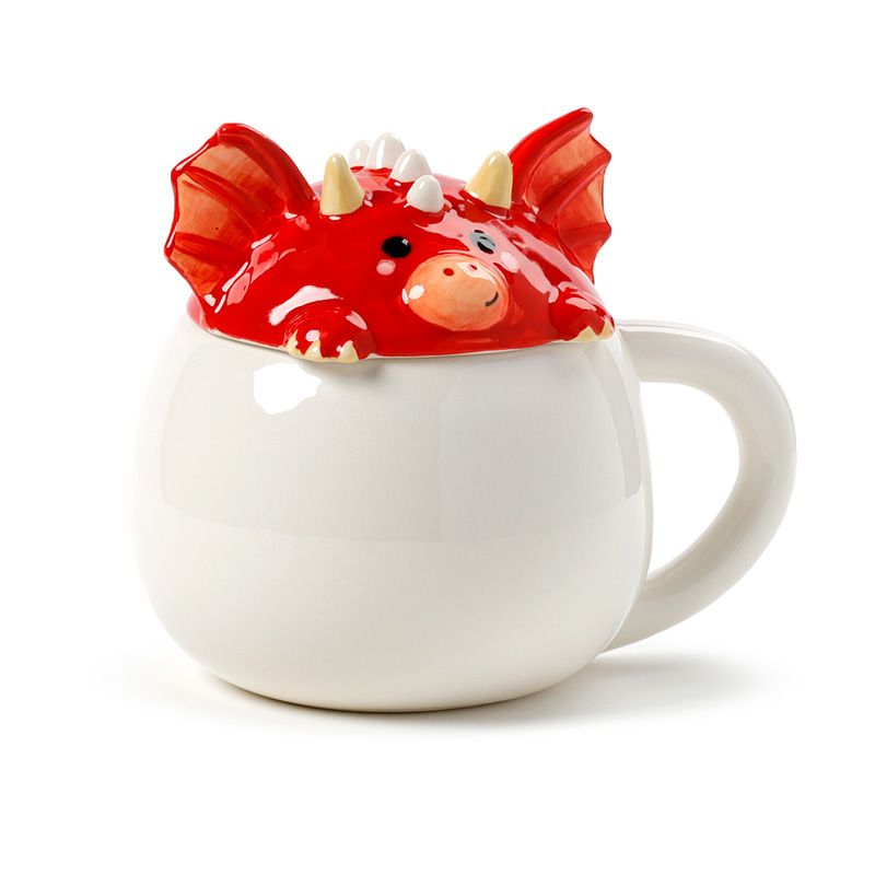 Welsh Dragon Peek-a-boo Ceramic Lidded Mug