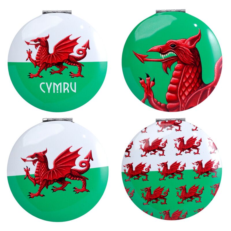 Welsh Dragon Wales (Cymru) Souvenir Compact Mirror - Set of 4
