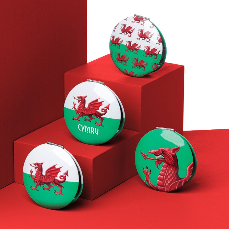 Welsh Dragon Wales (Cymru) Souvenir Compact Mirror - Set of 4