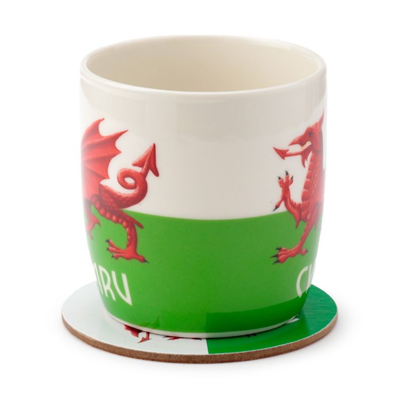 Wales Welsh Dragon Cymru Porcelain Mug & Coaster Set