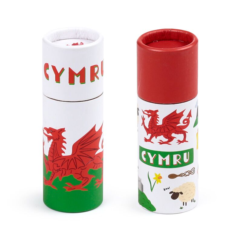 Set Gofrodd Draig Gymreig Cymru o 2 Pot Pensil gyda 12 Pensil Lliwio