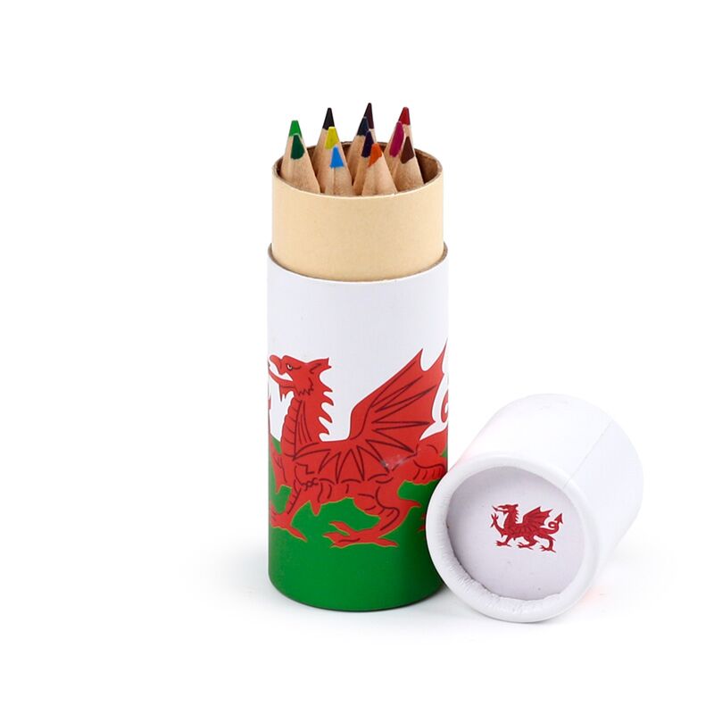 Set Gofrodd Draig Gymreig Cymru o 2 Pot Pensil gyda 12 Pensil Lliwio