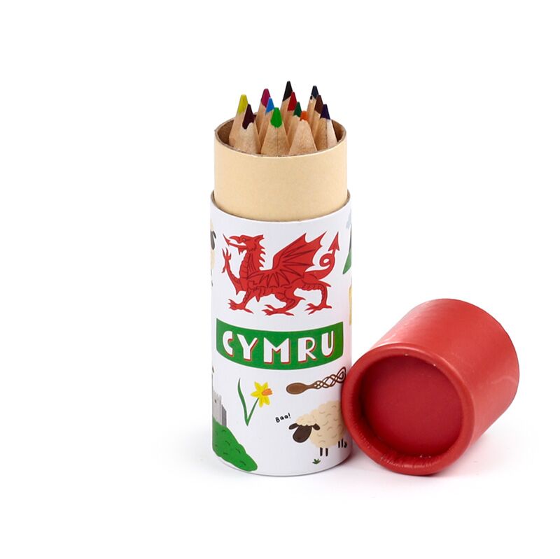 Set Gofrodd Draig Gymreig Cymru o 2 Pot Pensil gyda 12 Pensil Lliwio