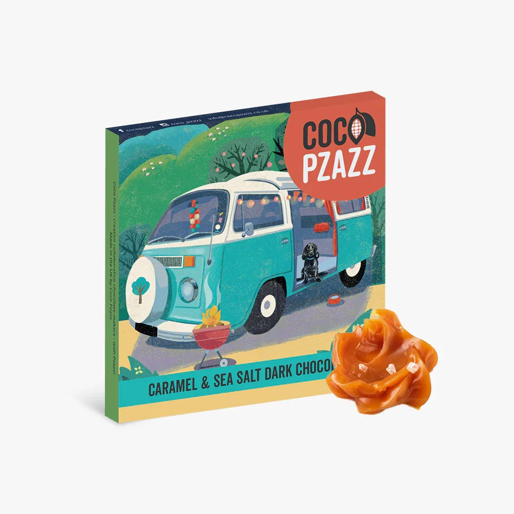 Coco Pzazz Rocket68 Caramel & Sea Salt Dark Chocolate Bar - 80g