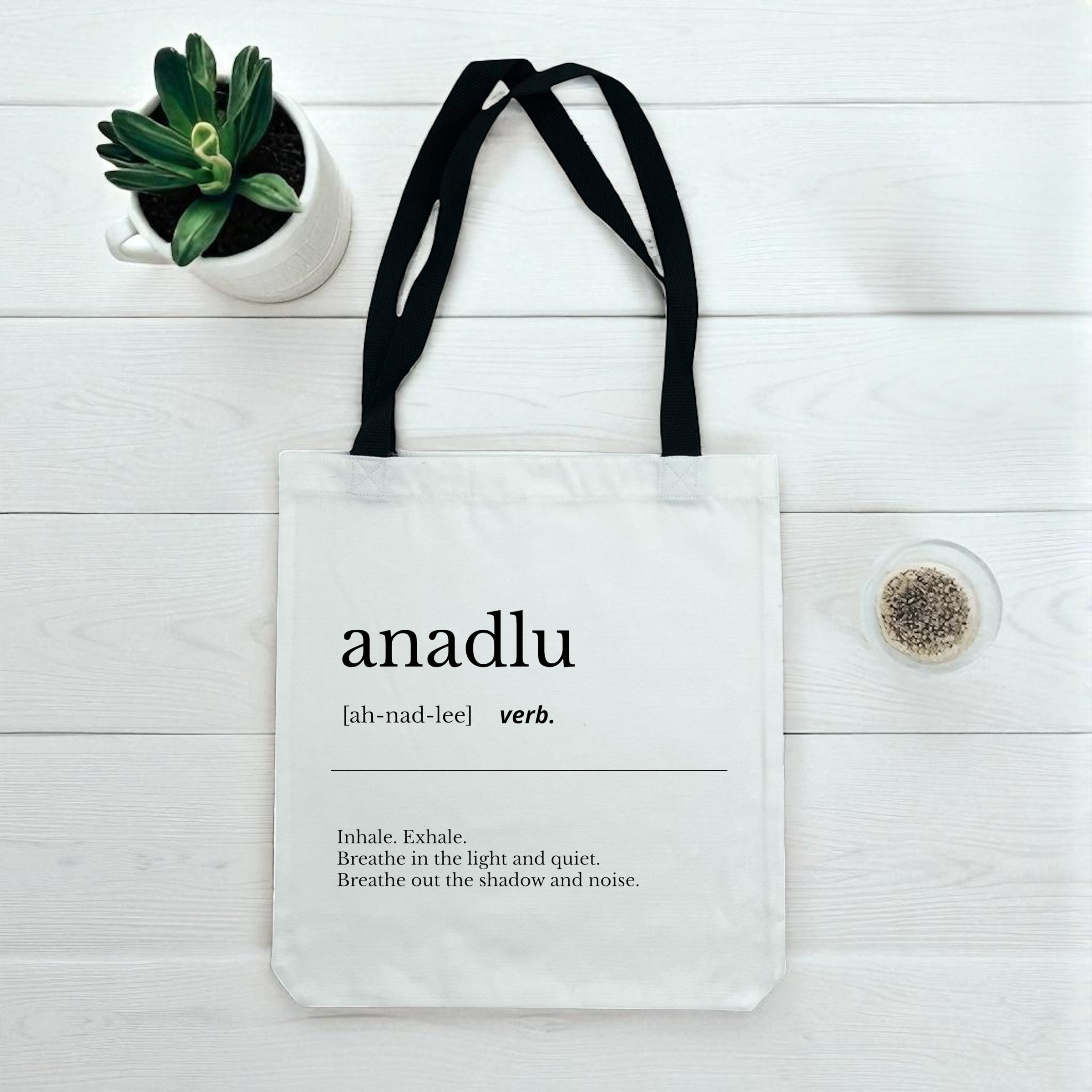 Anadlu (verb) -  Black Handle Tote Bag
