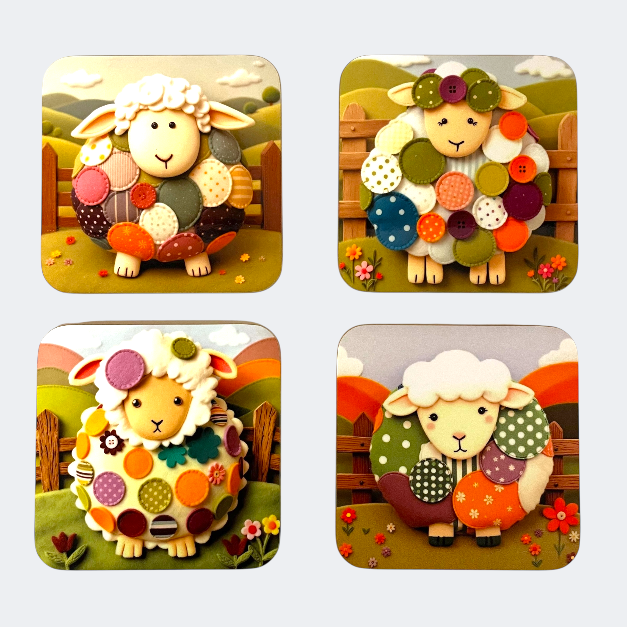 Sheep on the farm Coaster Set