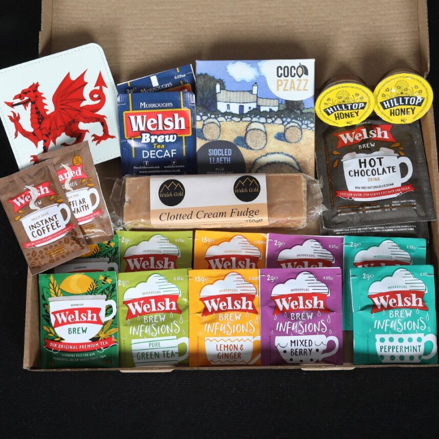 Welsh Hamper - The Hot Teas and Treats Hamper Food & Drink Gift Set