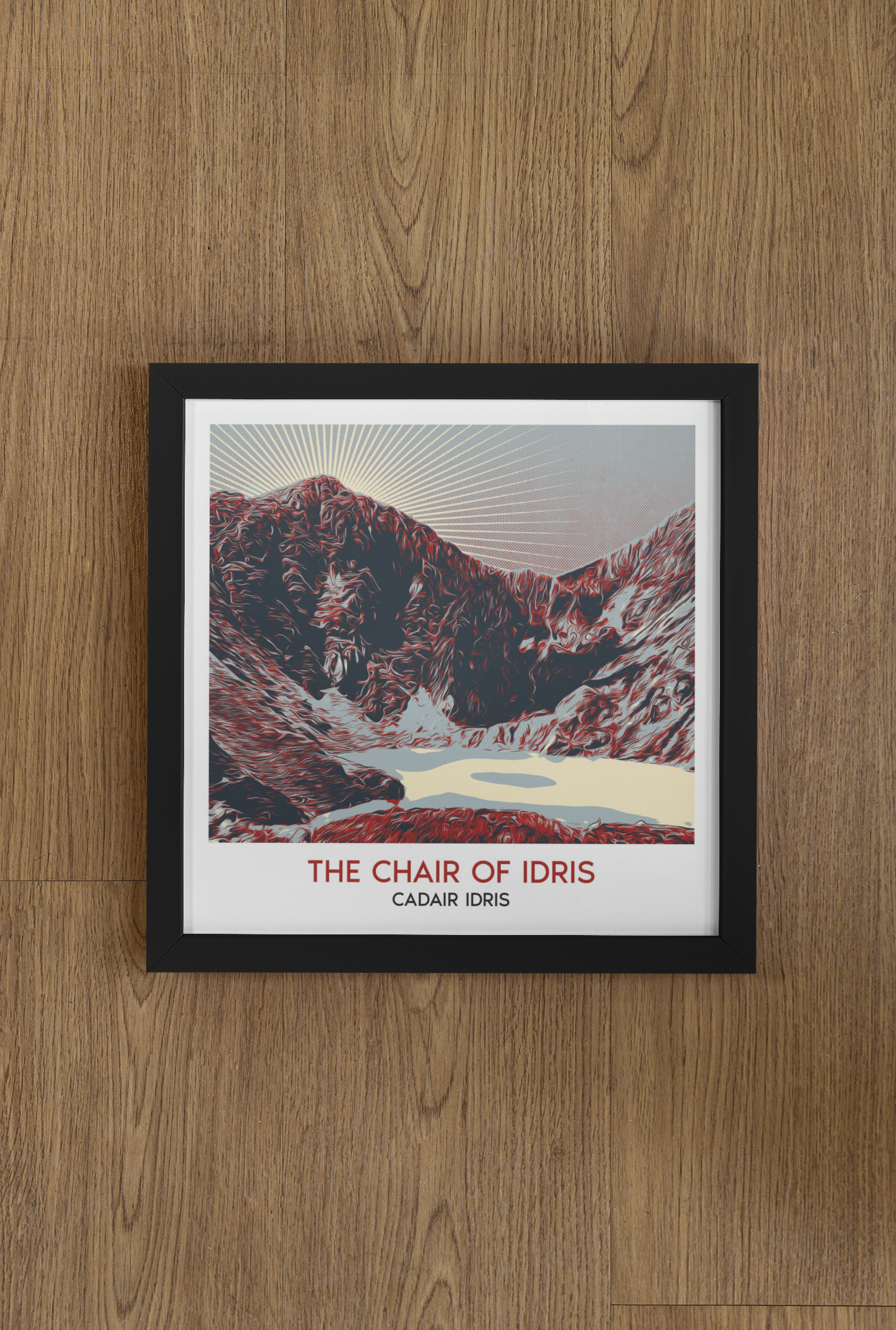 Cadair Idris dwyieithog 8" x 8" Print Wal mewn Ffram