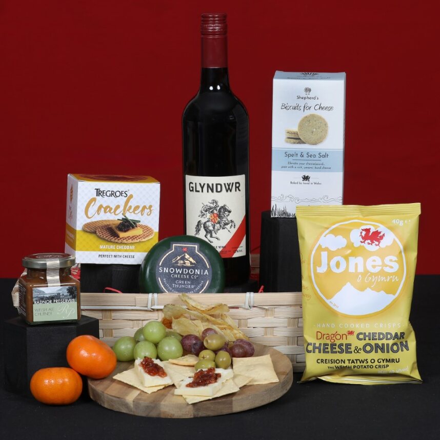 Welsh Hamper - Red Wine & Cheese Hamper Food & Drink Gift Set