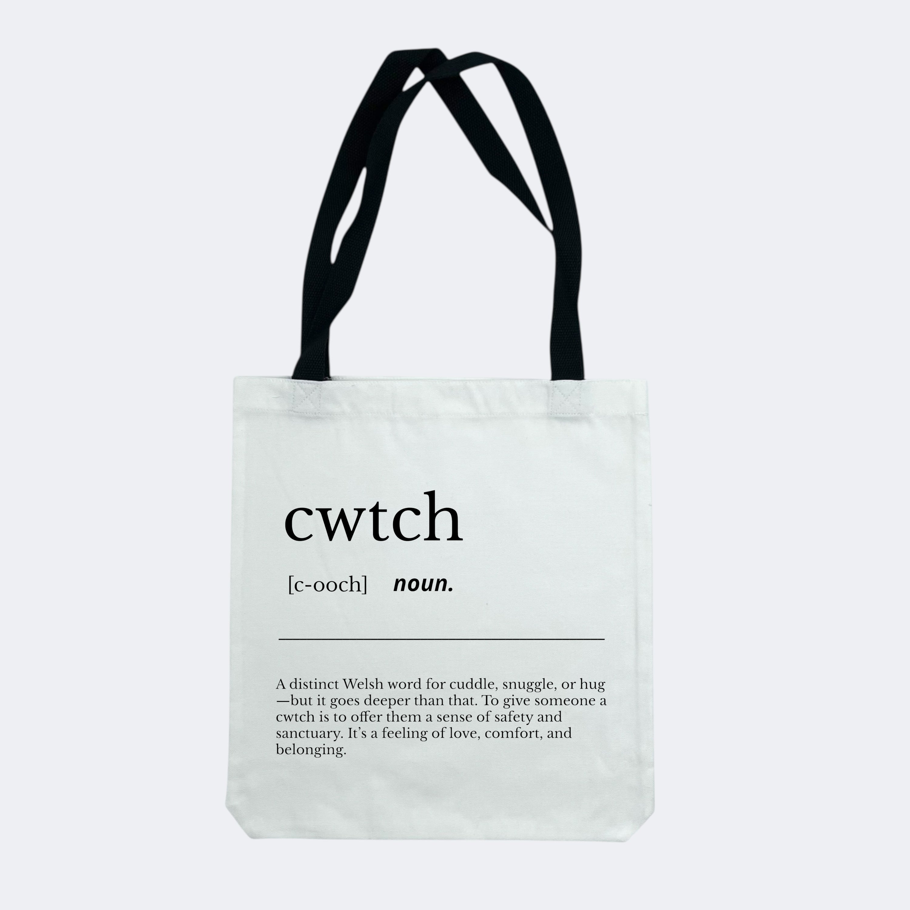 Cwtch (noun) -  Black Handle Tote Bag