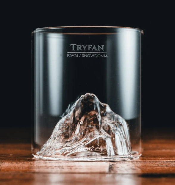 Gilded Peaks - Tryfan (Eryri / Snowdonia) Wales Glass Tumbler & Coaster Set
