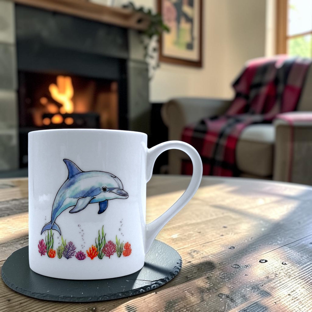 Set o Fwgiau Tsieina Asgwrn Bywyd Morol Cymru