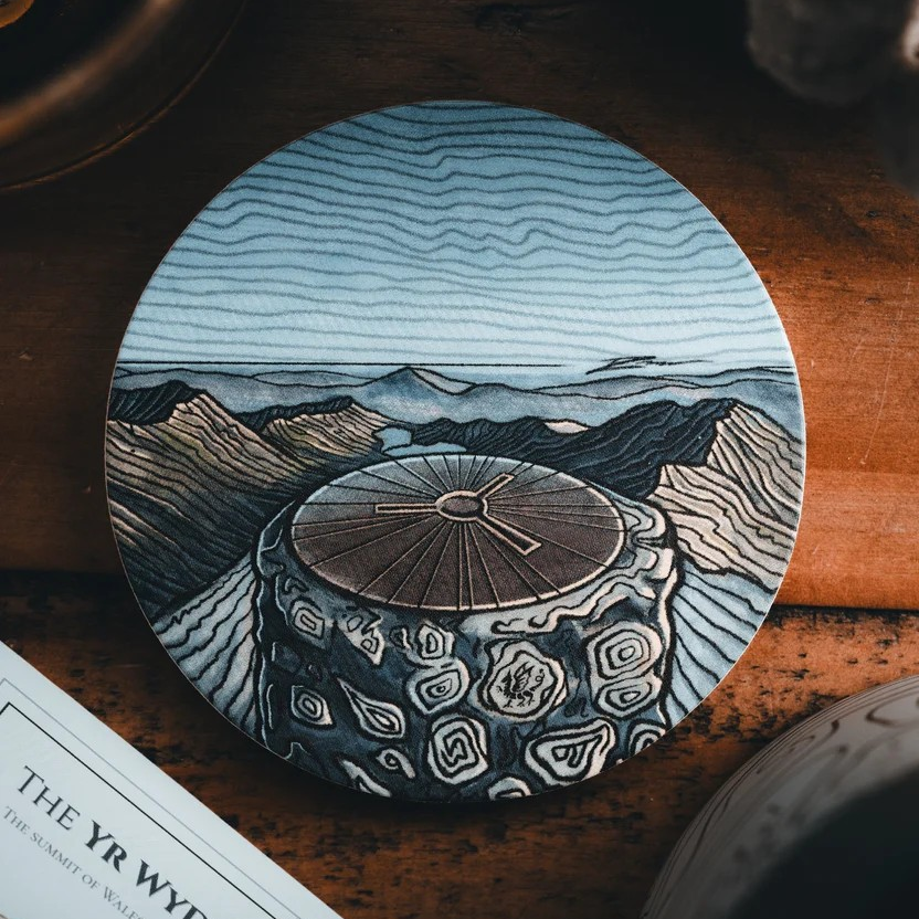 Gilded Peaks - Yr Wyddfa (Snowdon) Wales Glass Tumbler & Coaster Set