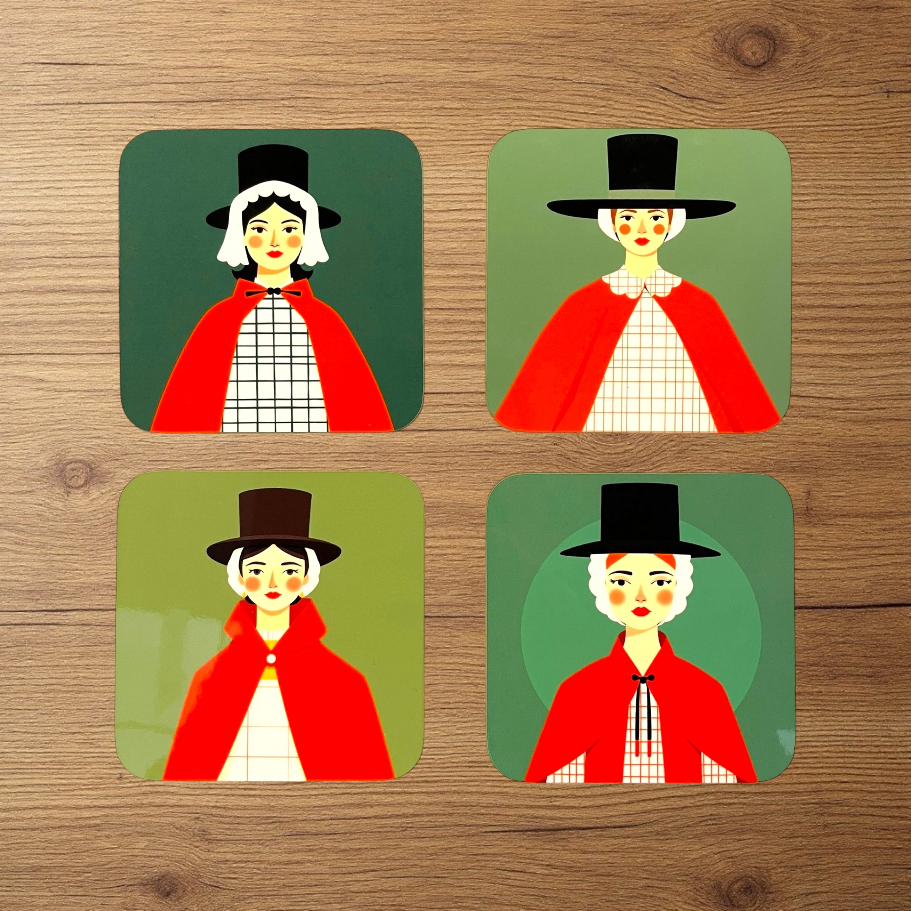 The Welsh Ladies Green Coaster Set