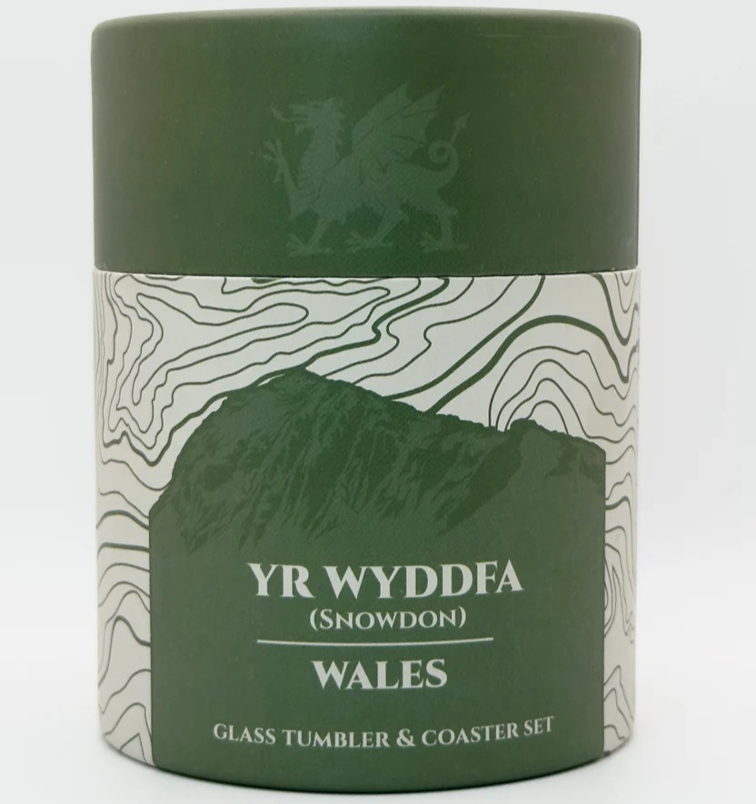 Gilded Peaks - Yr Wyddfa (Snowdon) Wales Glass Tumbler & Coaster Set
