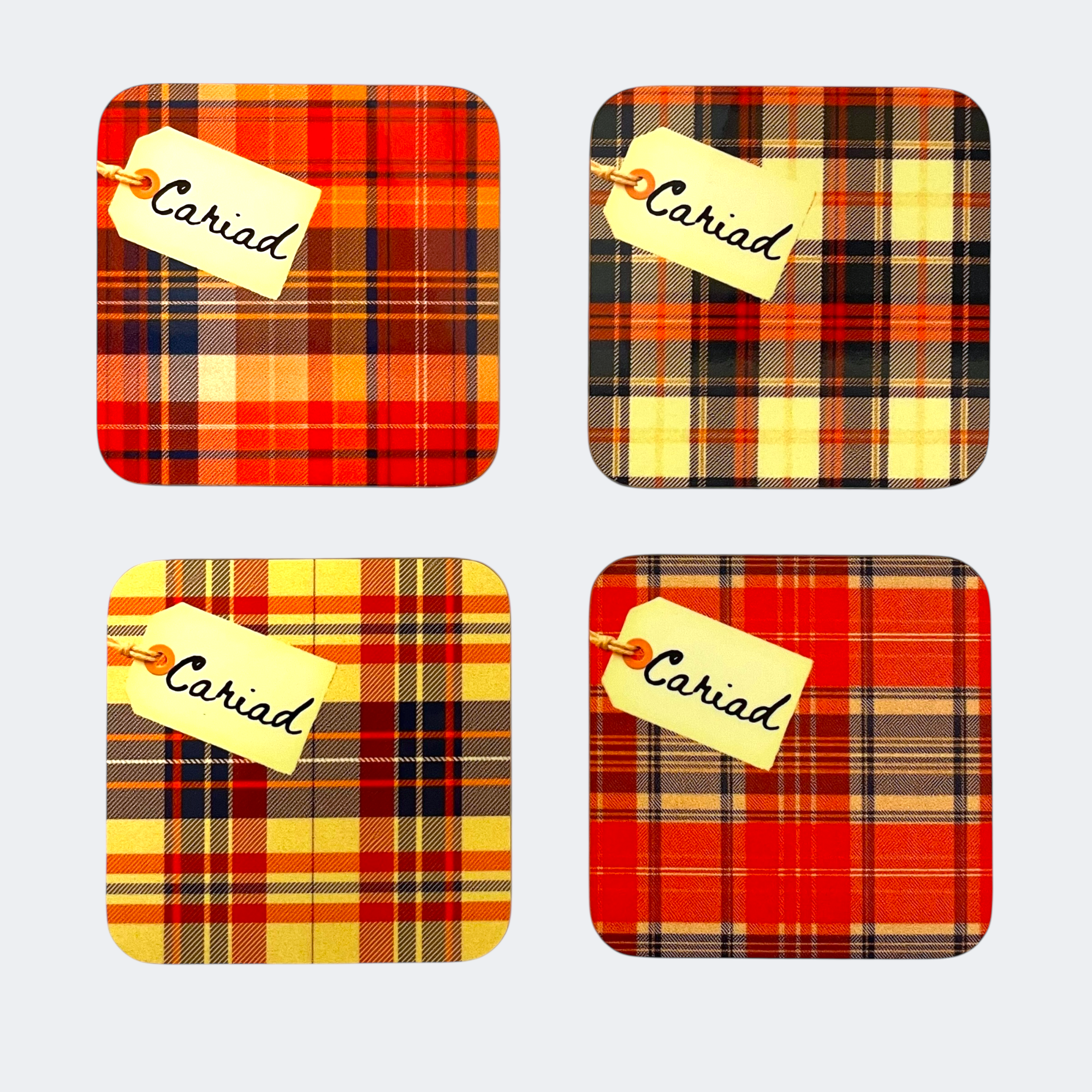 Cariad Welsh Tartan Coaster Set