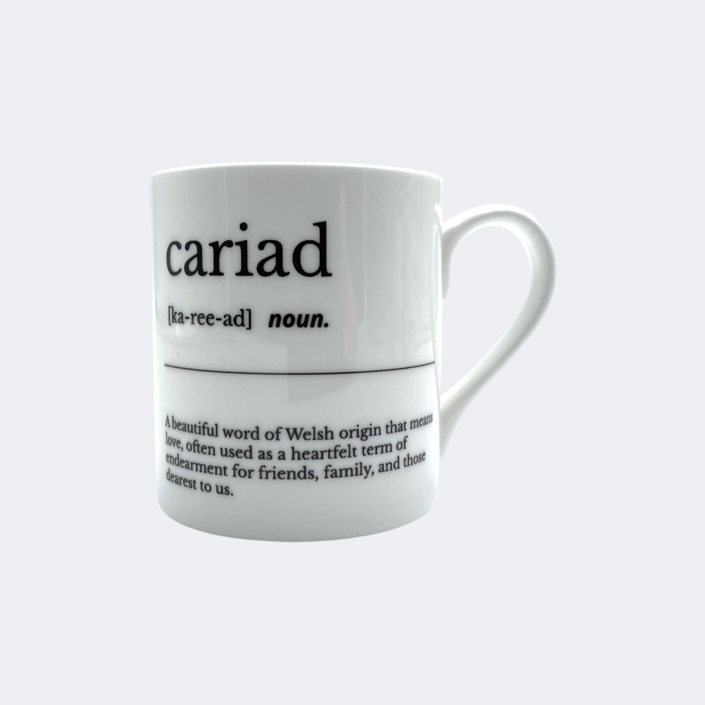 Cariad (noun) -  Descriptive Bone China Mug