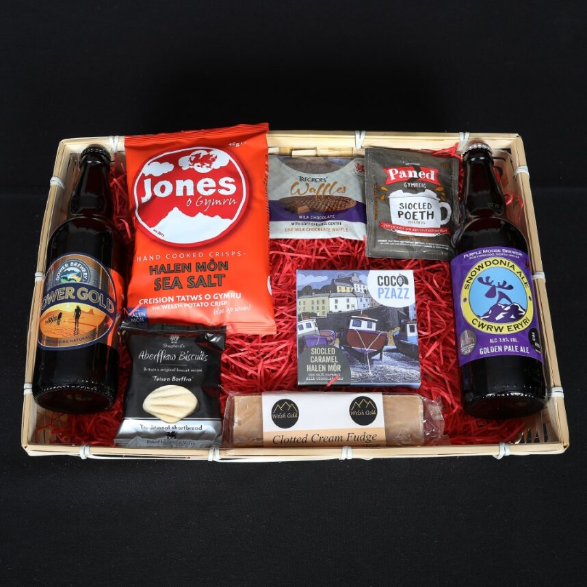 St. David's Day Welsh Hamper - Welsh Waffles, Chocolate and Beer Gift Box Food & Drink Gift Set
