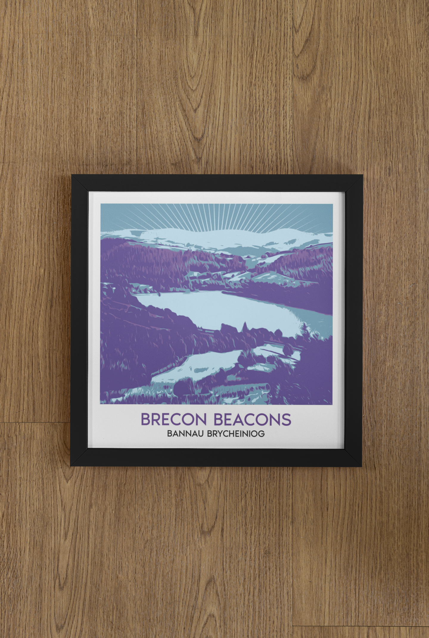 Bilingual Brecon Beacons 8" x 8" Framed Wall Print