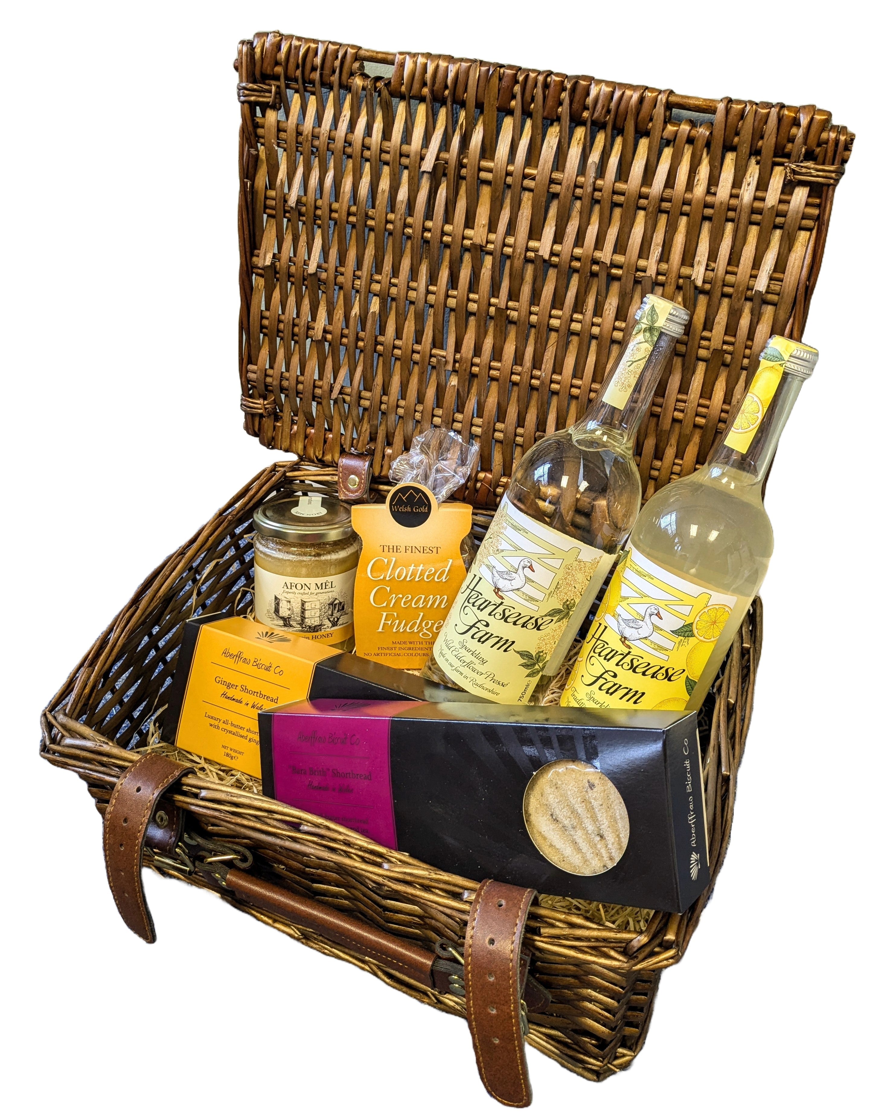 Welsh Hamper - Selection of Welsh Made Shortbread, Fudge, Honey & Soft Drinks