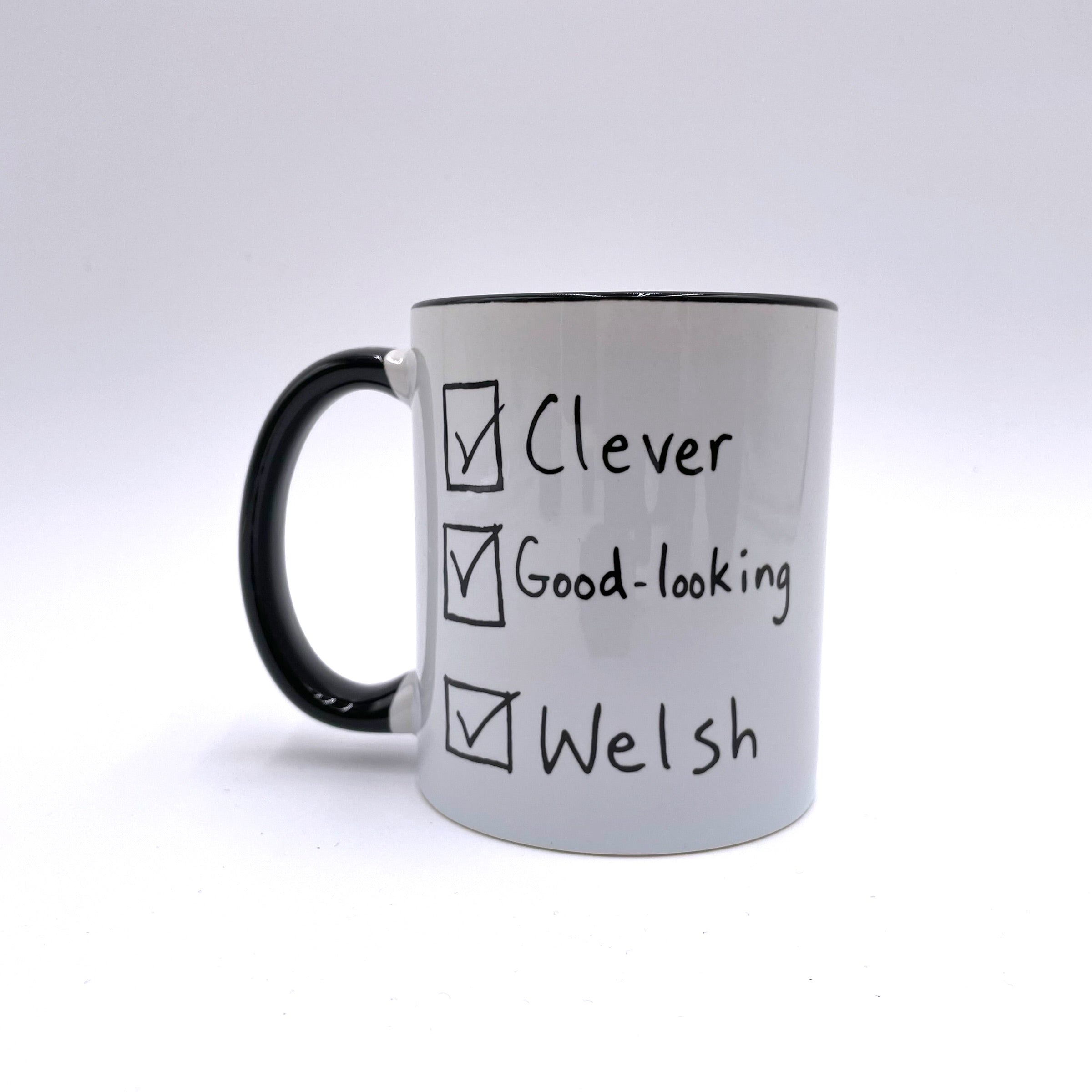 Clever, Good-looking, Welsh Tick Box Mug