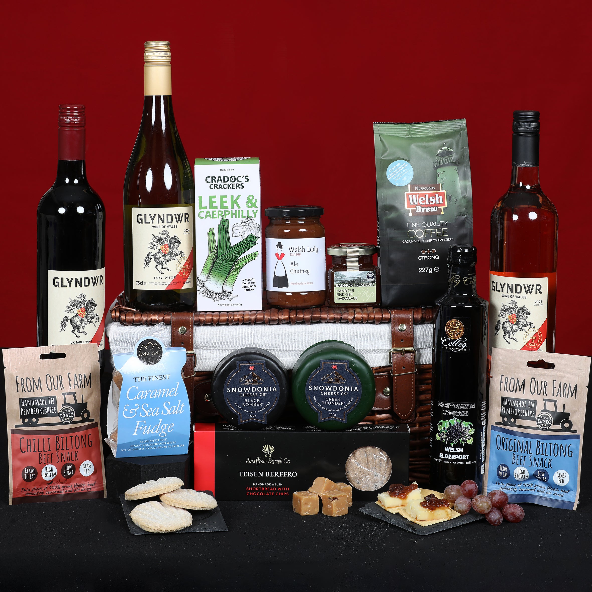 Welsh Hamper - Wine & Cheese Luxury Hamper Food & Drink Gift Set