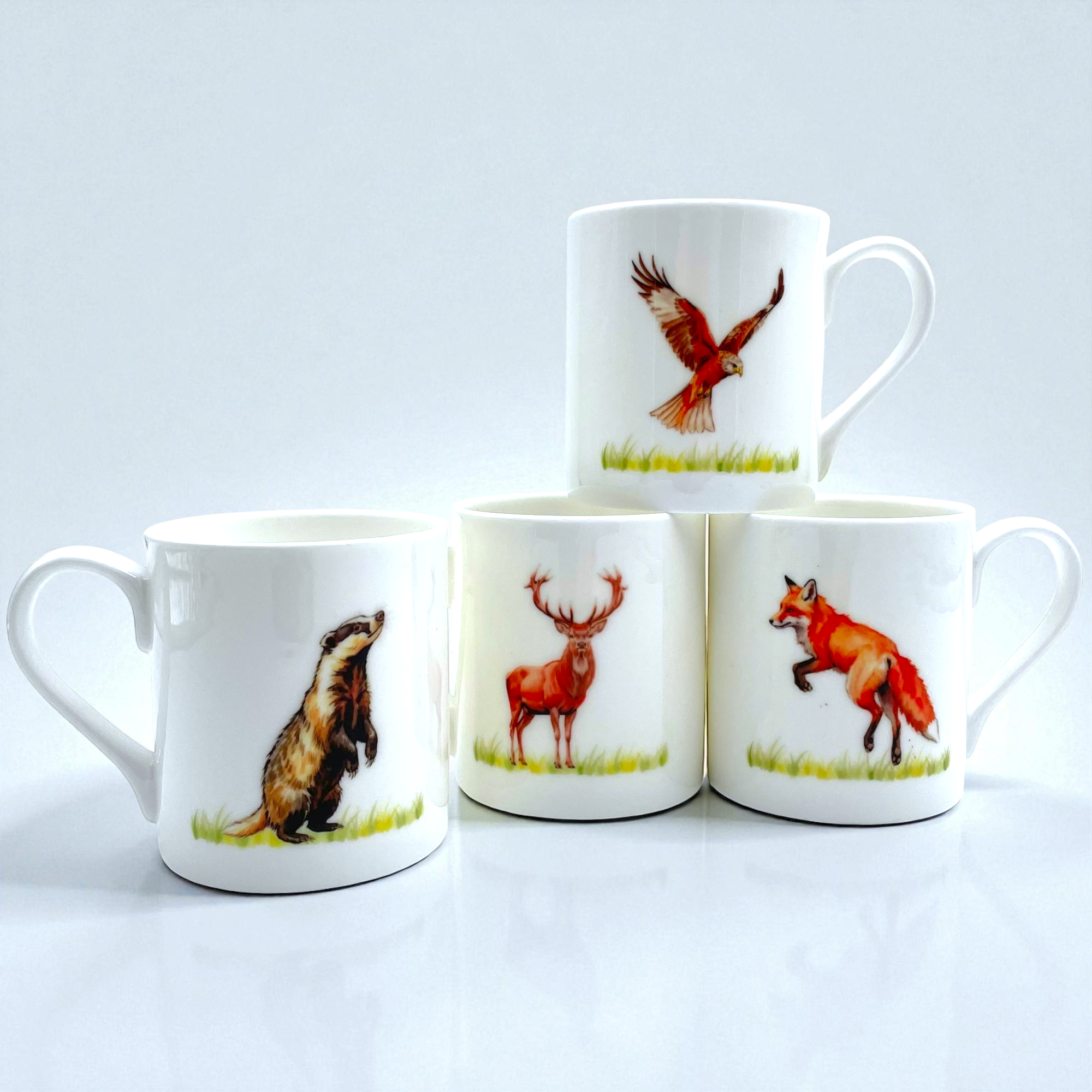 Welsh Wildlife Bone China Mug Set