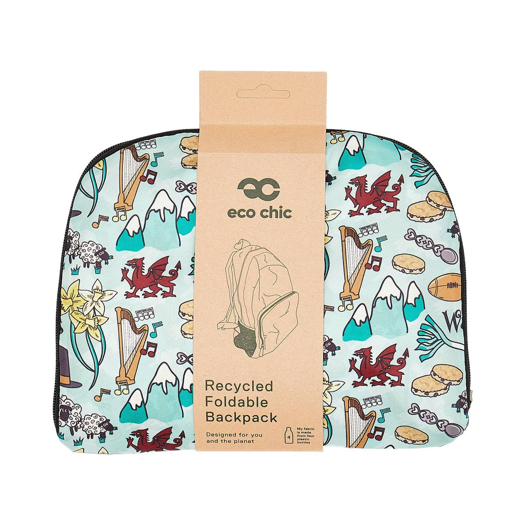 Backpack Plygadwy Ysgafn wedi'i Ailgylchu Montage Eco Chic Cymru