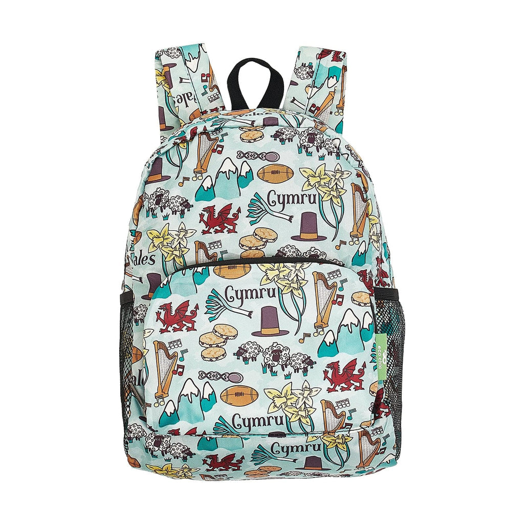 foldable mini backpack Eco Chic Wales Montage Recycled Lightweight Foldable Mini Backpack – Welsh High Street
