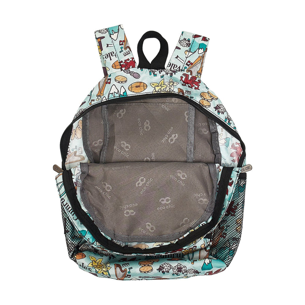 eco chic backpack mini Eco Chic Wales Montage Recycled Lightweight Foldable Mini Backpack – Welsh High Street