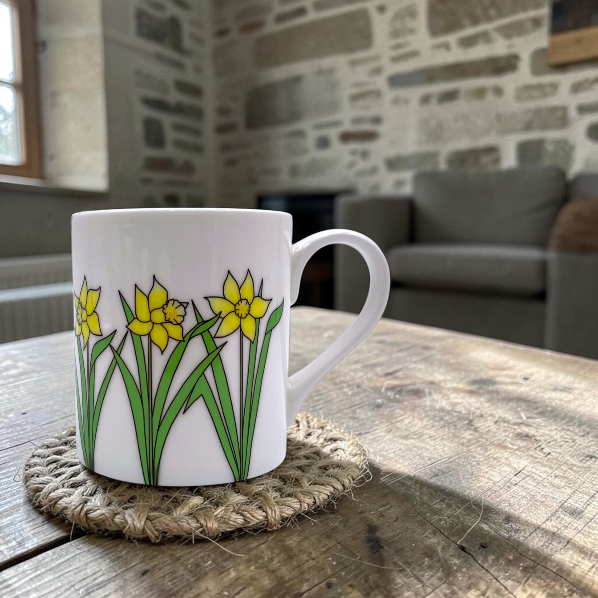 Welsh Daffodil Bone China Mugs Set of 4 - National Flower of Wales Design and Gift Set