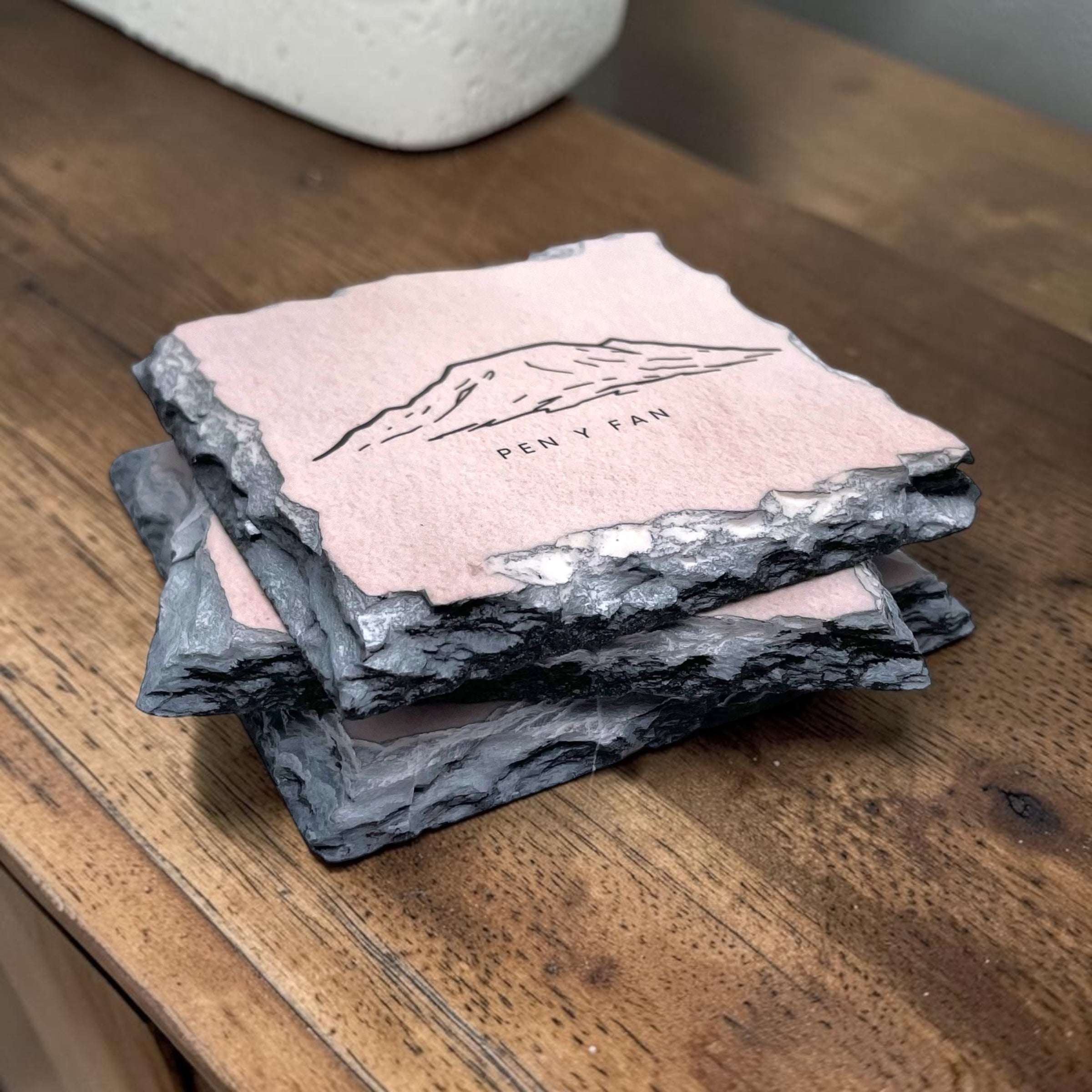 Three Welsh Peaks - Yr Wyddfa, Pen Y Fan, Cadair Idris Slate Coaster Set