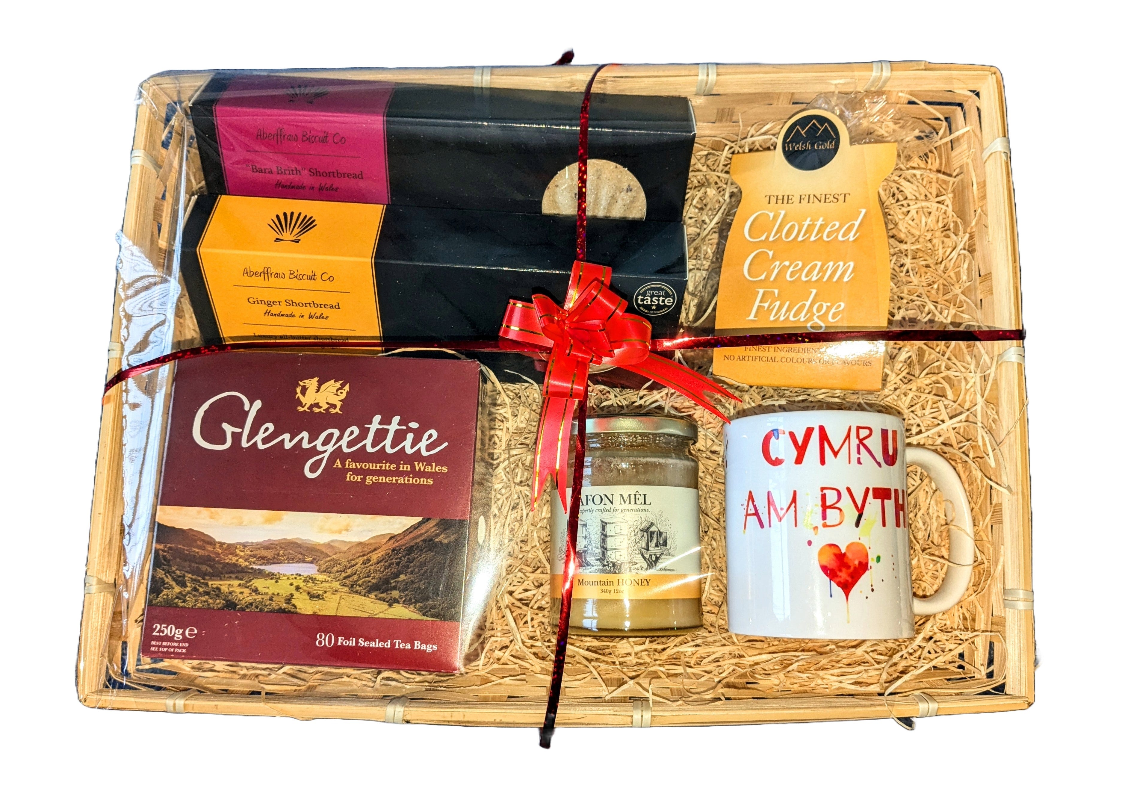 Hamper Te a Danteithion Cymreig