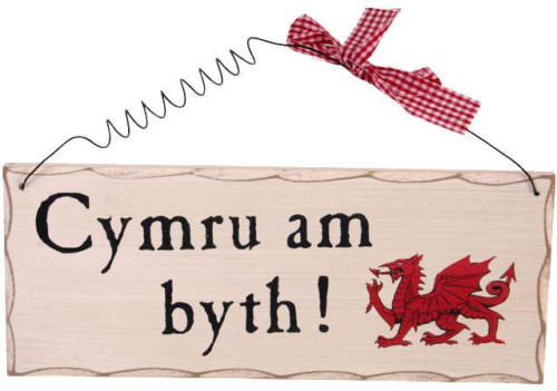 Cymru Am Byth Welsh Wooden Hanging Sign